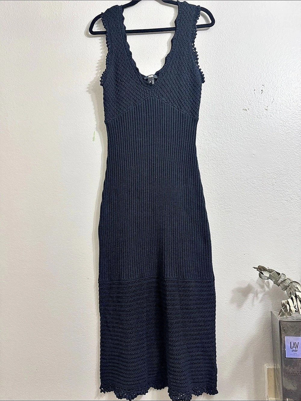 Paige Opal Dress Black Knit Maxi  Dress Size Medium